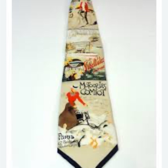 REFLETS D’Art Vintage Parisian Print Tie - Picture 2 of 6